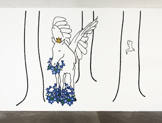 Susanne Fankhauser, Im Wald 2011, Acryl auf Wand, 320 x 420 cm